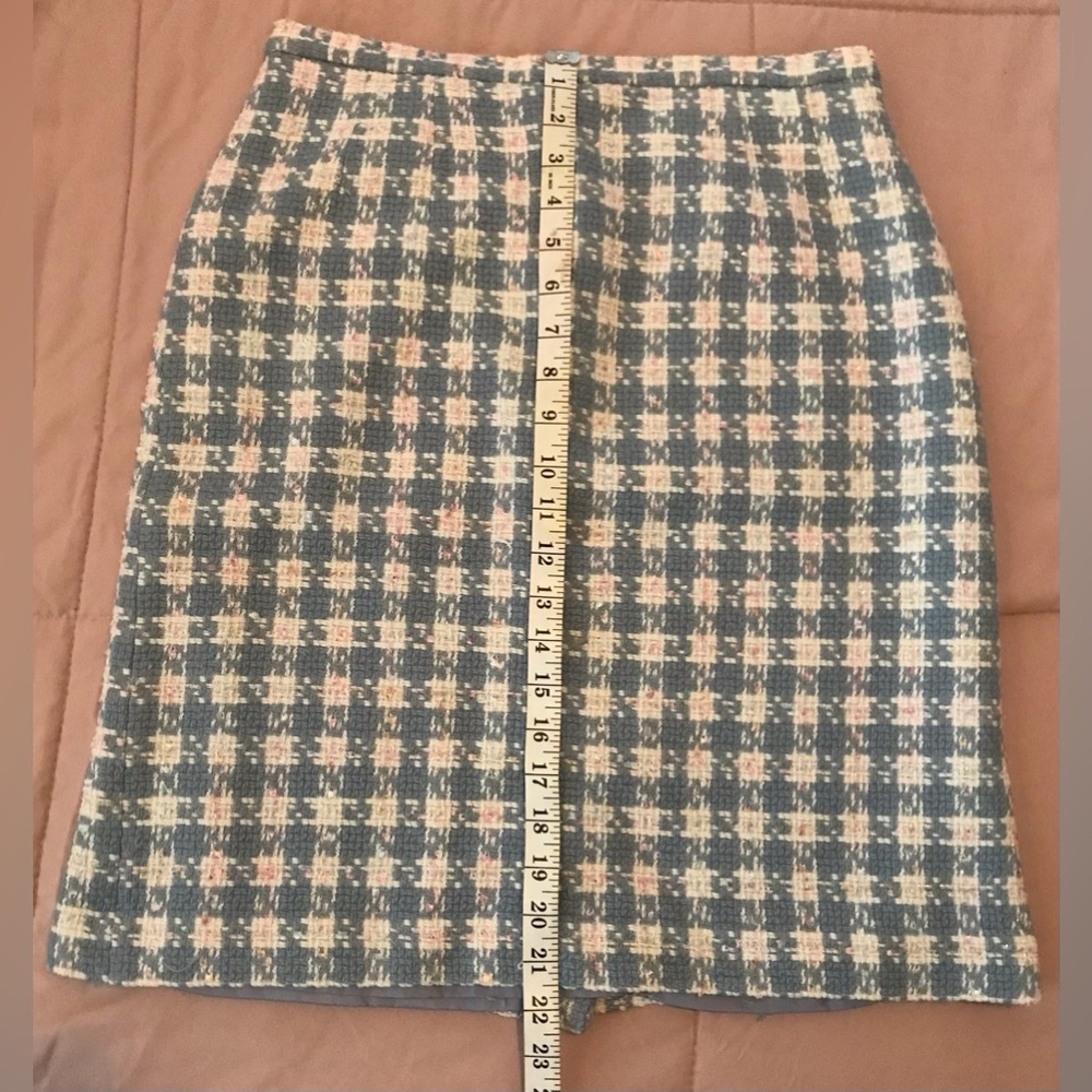 Vintage J. G. Hook Pastel Blue, Pink & White Gingham Knit-Feel Skirt - 10 - Picture 6 of 13